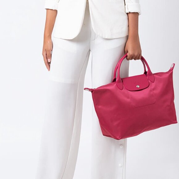 Longchamp Le Pliage Neo Medium Convertible Tote Bag in Raspberry - Picture 5 of 6